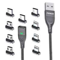 FONKEN kabel magnetyczny 3A USB magnetyczny telefon ładowarka przewód danych rodzaj USB C kabel magnes kabel szybkiego ładowania ładowarka Micro USB drutu 1